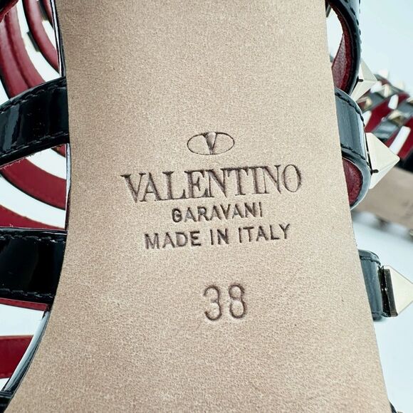 VALENTINO Rockstud Alcove Black Leather Boot Size 38 Pointed Toe Kitten Stiletto - Picture 11 of 11